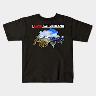 I Love Switzerland Map Mountains Kids T-Shirt